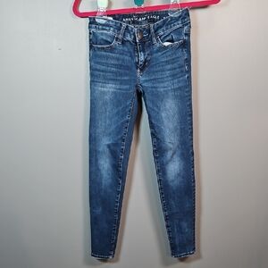 American Eagle Outfitters Women's Dark Blue Skinny Jeans Jegging Short